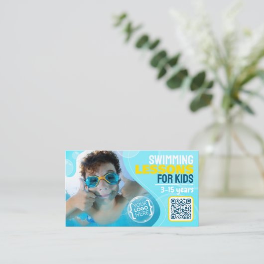 スイミングレ子供へッスン、スイミングインストラクター 名刺 (スタンド正面)