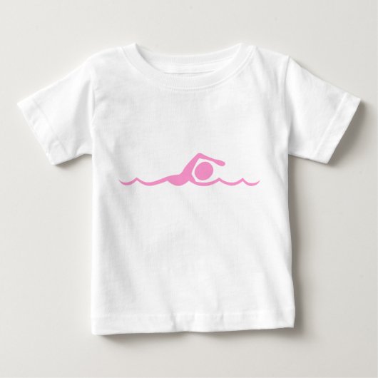 スイミング姿 – ピンク ベビーTシャツ (正面)