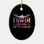 スイミング恋人 – 私は女の子のように泳ぐ セラミックオーナメント (正面)