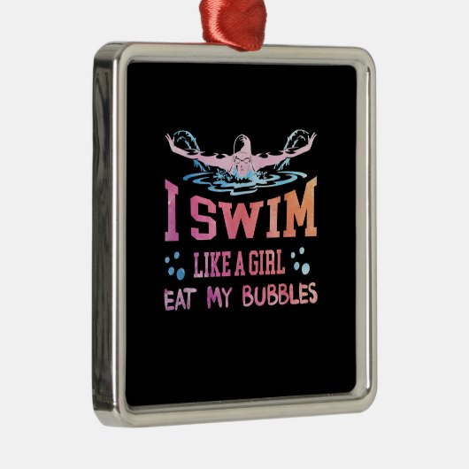 スイミング恋人 – 私は女の子のように泳ぐ メタルオーナメント (右)