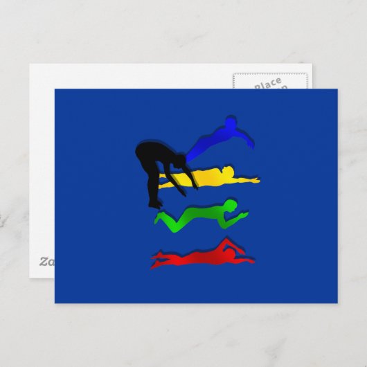 スイミング泳ぐ人ウォータースポーツスイム ポストカード (正面/裏面)