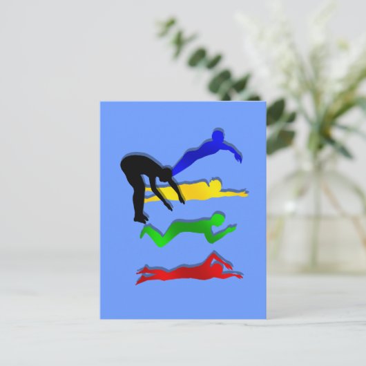 スイミング泳ぐ人ウォータースポーツスイム ポストカード (スタンド正面)