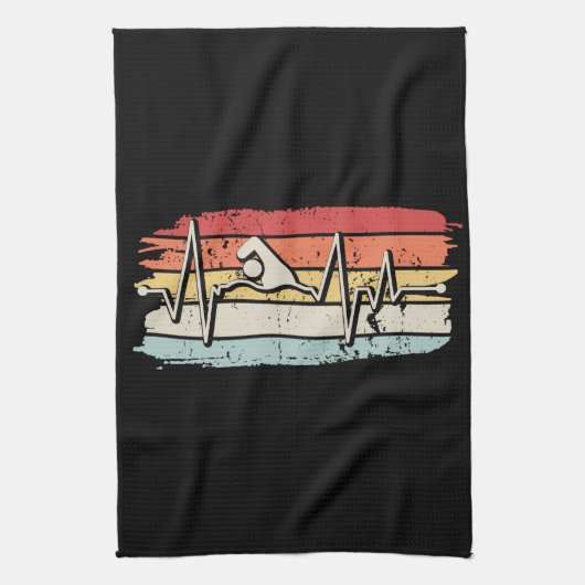 スイミング泳ぐ人ギフト キッチンタオル (縦)