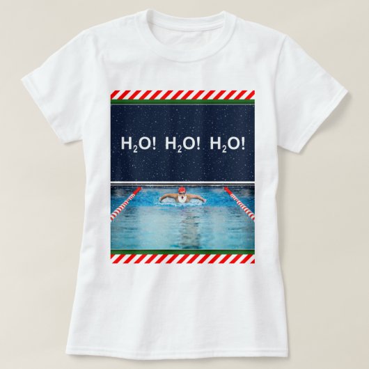スイミング泳ぐ人クリスマス Tシャツ (デザイン正面)