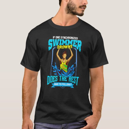 スイミング芸術的シンクロ泳ぐ人ドウズスイムチーム Tシャツ (正面)