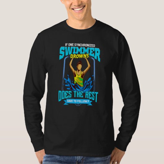スイミング芸術的シンクロ泳ぐ人ドウズスイムチーム Tシャツ (正面)