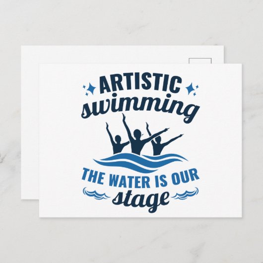 スイミング芸術的同期水は私たちのステージ ポストカード (正面/裏面)