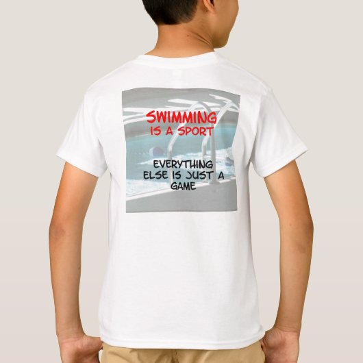 スイミング – ゲームではない子供のTシャツ Tシャツ (裏面)