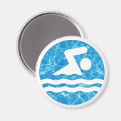 スイミング&ダイビングコーチまたは泳ぐ人カッコいいスイムアイコン マグネット (正面/裏面)