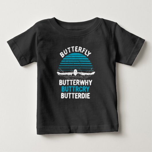 スイミング – バタフライバターフ ベビーTシャツ (正面)