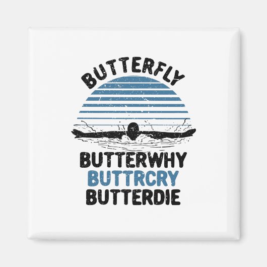 スイミング – バタフライバターフ マグネット (正面)