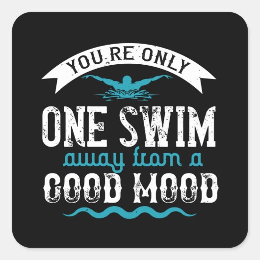 スイミング – 泳ぐのは一遠くに人 スクエアシール (正面)