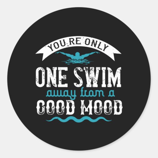 スイミング – 泳ぐのは一遠くに人 ラウンドシール (正面)