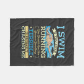 スイミング – 私は泳ぐ フリースブランケット (正面(横))