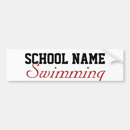 スイミング – 自分の学校の精神を作成 バンパーステッカー (正面)