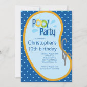 スイミン10代のグプールパーティの招待状ブルー 招待状 (正面)