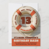 スイミ素朴ンプールドーナツ、プールパーティー誕生日 招待状 (正面)