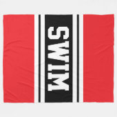 スイムはっきりしたブライトレッド白黒レースストライプ フリースブランケット (正面(横))