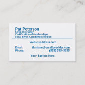 スイムインストラクターウォーターポロダイブプールテンプレート 名刺 (裏面)