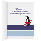 スイムクラブクレストキュートペンギン子供の誕生日カード (内側 (右))