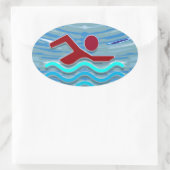 スイムクラブ泳ぐ人エクササイズフィットネスNVN254スイミング 楕円形シール (バッグ)