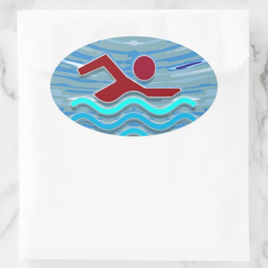 スイムクラブ泳ぐ人エクササイズフィットネスNVN254スイミング 楕円形シール (バッグ)