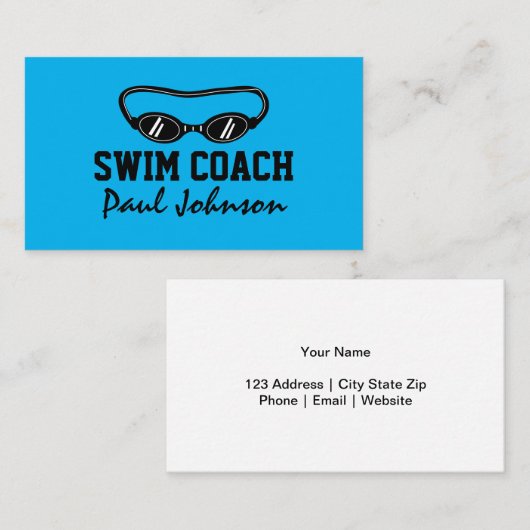 スイムコーチゴーグルロゴ名刺テンプレート 名刺 (正面/裏面)