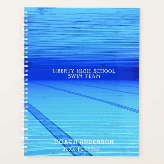 スイムコーチスイミングチームスポパーソナライズされたーツ プランナー手帳 (正面)