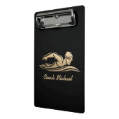 スイムコーチスイミングプールパーソナライズされた名金ゴールド ミニクリップボード (アングル2)