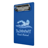 スイムコーチスイミングプールパーソナライズされた名 ミニクリップボード (アングル2)