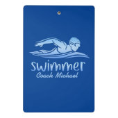 スイムコーチスイミングプールパーソナライズされた名 ミニクリップボード (裏面)