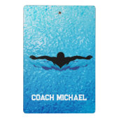 スイムコーチスイミングプールパーソナライズされた名 ミニクリップボード (裏面)