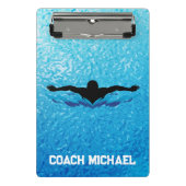 スイムコーチスイミングプールパーソナライズされた名 ミニクリップボード (正面)