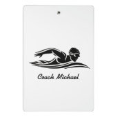 スイムコーチスイミングプール名パーソナライズされたブラック ミニクリップボード (裏面)