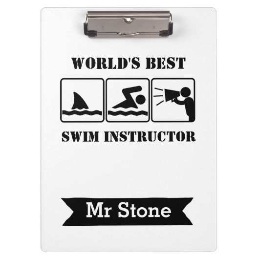 スイムコーチパーソナライズされた先生クリッボおもしろいード クリップボード (正面)