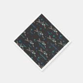 スイムスイミング泳ぐ人パターンブラックバー スタンダードカクテルナプキン (角)