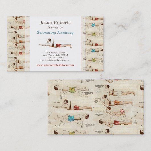 スイムスクール水泳先生ヴィンテージ 名刺 (正面/裏面)