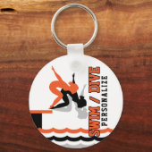 スイムダイブチーム – オレンジとブラック キーホルダー (正面)