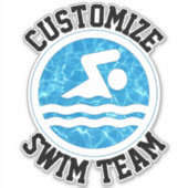スイムチームカスタムチーム名スイミングとダイビング シール (正面)