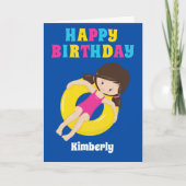 スイムチームガールカスタムハッピーバースデー カード (正面)