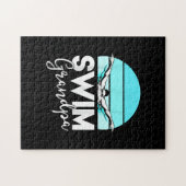 スイムチームグランドパパスイミングミート泳ぐ人ギフト ジグソーパズル (横)