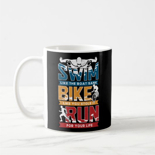 スイムバイクトライアス走ロンロン コーヒーマグカップ (左)