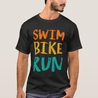 スイムバイク走グラフィック走サイクリングトリ Tシャツ