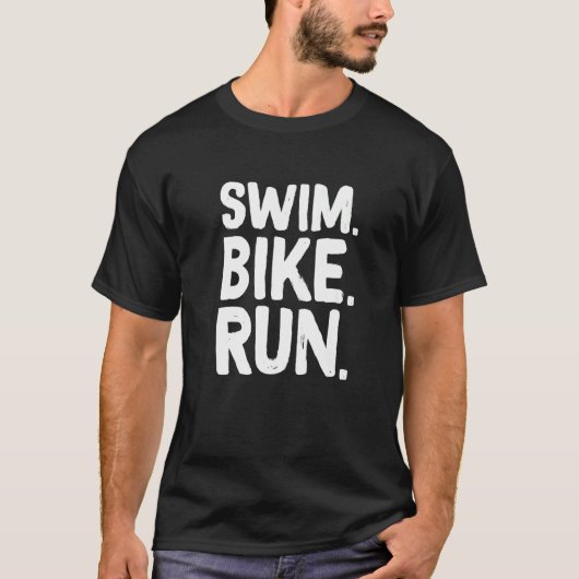 スイムバイク走グラフィック走サイクリングトリ Tシャツ (正面)
