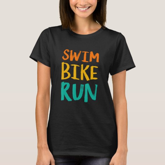 スイムバイク走グラフィック走サイクリングトリ Tシャツ (正面)