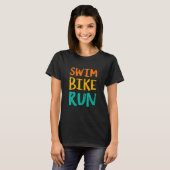スイムバイク走グラフィック走サイクリングトリ Tシャツ (正面フル)