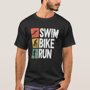 スイムバイク走トライアスロン練習選手 Tシャツ