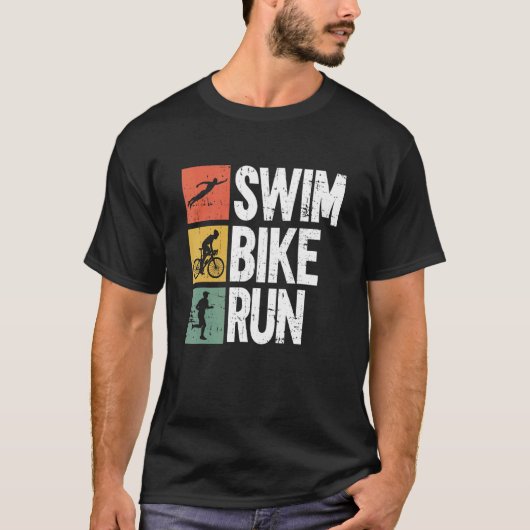 スイムバイク走トライアスロン練習選手 Tシャツ (正面)