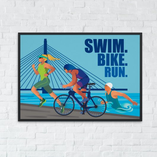 スイムバイ走ク- Triathlon Wall Art forアスリート ポスター