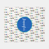 スイムパーソナライズされたチーム同期泳ぐ人ガール フリースブランケット (正面(横))